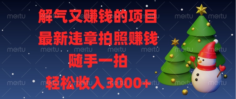 解气又赚钱的项目，最新违章拍照赚钱，随手一拍，轻松收入3000+-网赚邦---一站式项目拆解教学