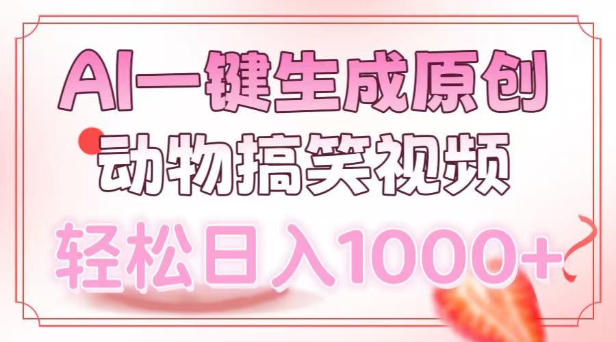 AI一键生成原创动物搞笑视频，轻松日入1000+-网赚邦---一站式项目拆解教学