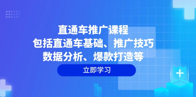 直通车推广课程：包括直通车基础、推广技巧、数据分析、爆款打造等-网赚邦---一站式项目拆解教学