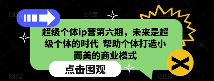 超级个体ip营第六期，未来是超级个体的时代  帮助个体打造小而美的商业模式-网赚邦---一站式项目拆解教学