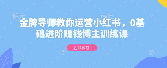 金牌导师教你运营小红书，0基础进阶赚钱博主训练课-网赚邦---一站式项目拆解教学