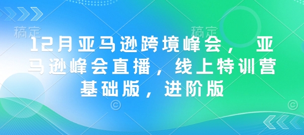 12月亚马逊跨境峰会， 亚马逊峰会直播，线上特训营基础版，进阶版-网赚邦---一站式项目拆解教学
