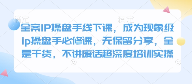 全案IP操盘手线下课，成为现象级ip操盘手必修课，无保留分享，全是干货，不讲废话超深度培训实操-网赚邦---一站式项目拆解教学