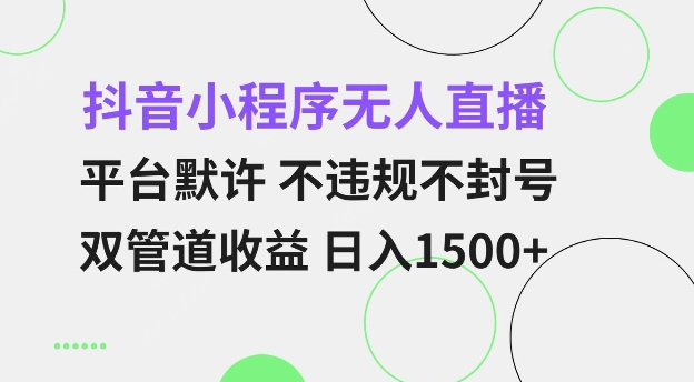 抖音小程序无人直播 平台默许 不违规不封号 双管道收益 日入多张 小白也能轻松操作【仅揭秘】-网赚邦---一站式项目拆解教学