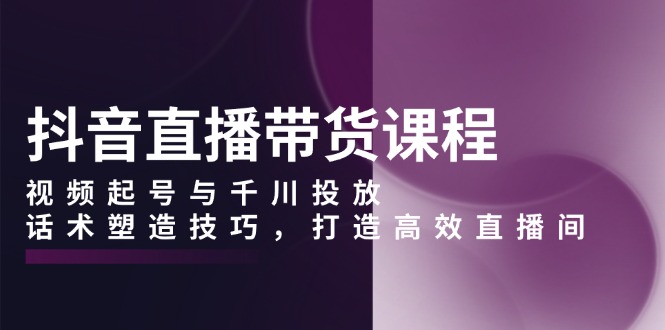 抖音直播带货课程，视频起号与千川投放，话术塑造技巧，打造高效直播间-网赚邦---一站式项目拆解教学