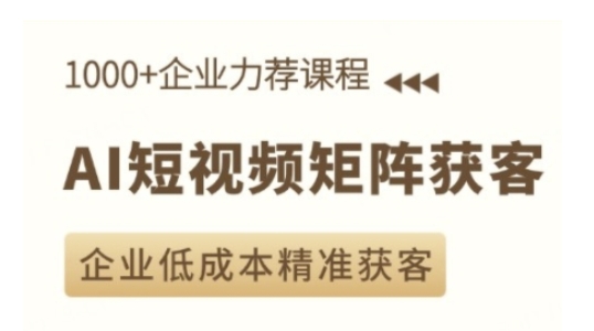 AI短视频矩阵获客实操课，企业低成本精准获客-网赚邦---一站式项目拆解教学
