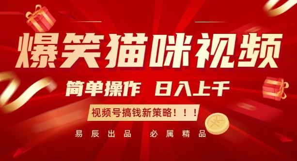 爆笑猫咪视频：简单操作，日入过K，视频号搞钱新策略【揭秘】-网赚邦---一站式项目拆解教学
