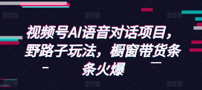 视频号AI语音对话项目，野路子玩法，橱窗带货条条火爆-网赚邦---一站式项目拆解教学