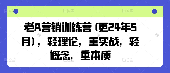 老A营销训练营(更25年1月)，轻理论，重实战，轻概念，重本质-网赚邦---一站式项目拆解教学