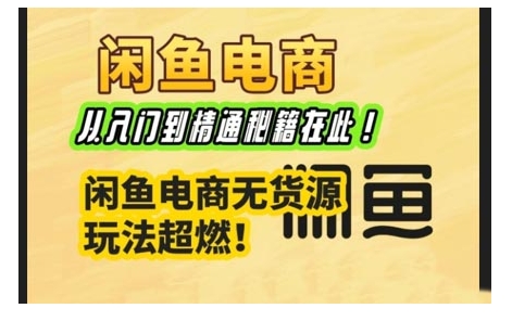 闲鱼电商实战课，从入门到精通秘籍在此，闲鱼电商无货源玩法超燃!-网赚邦---一站式项目拆解教学