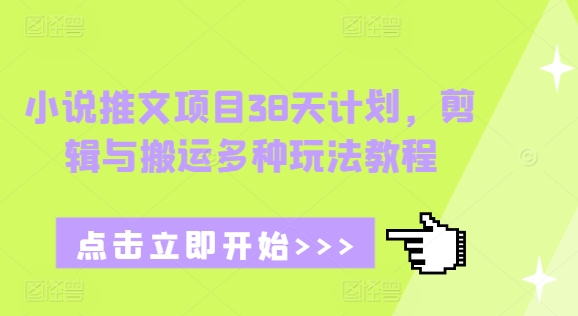 小说推文项目38天计划，剪辑与搬运多种玩法教程-网赚邦---一站式项目拆解教学