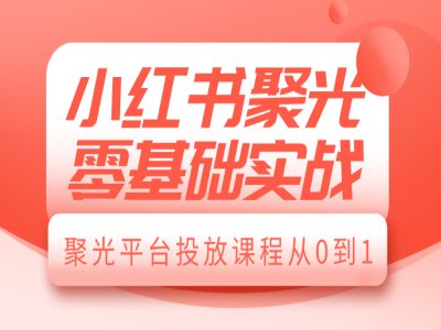 小红书聚光零基础实战，聚光平台投放课程从0到1-网赚邦---一站式项目拆解教学