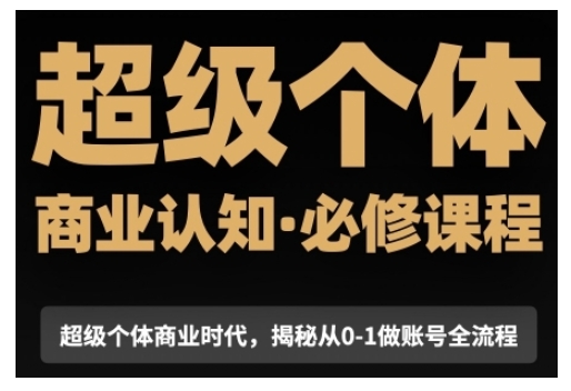 超级个体商业认知觉醒视频课，商业认知·必修课程揭秘从0-1账号全流程-网赚邦---一站式项目拆解教学