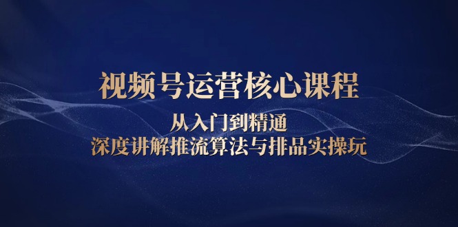 视频号运营核心课程，从入门到精通，深度讲解推流算法与排品实操玩-网赚邦---一站式项目拆解教学