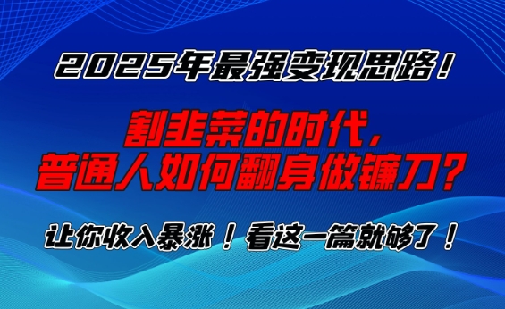 2025年最强变现思路，割韭菜的时代， 普通人如何翻身做镰刀？【揭秘】-网赚邦---一站式项目拆解教学